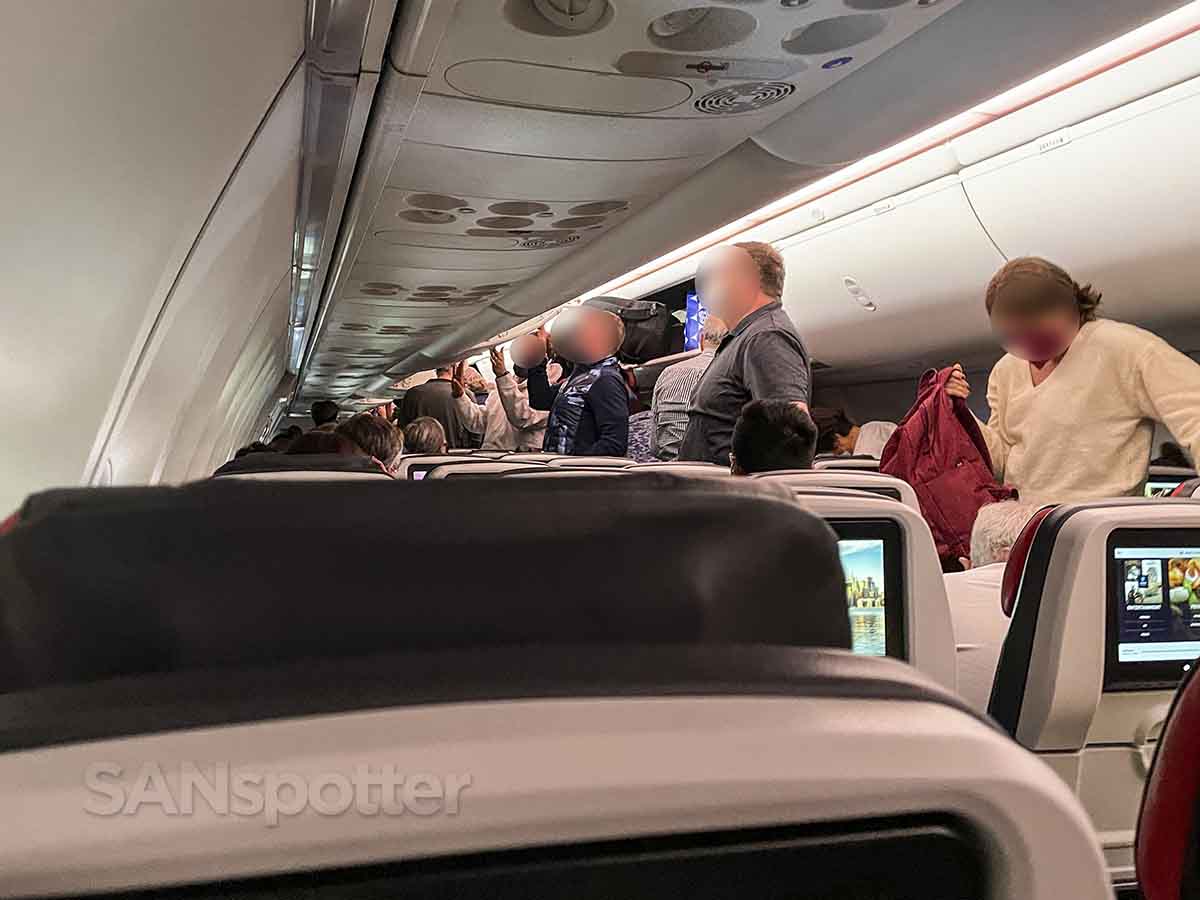 End of flight air Canada 737 max 8 economy class passengers 