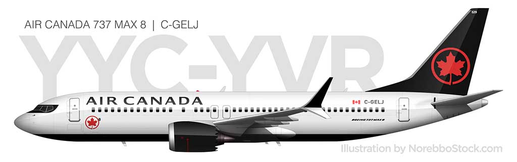 Air Canada 737 MAX 8 side view C-GELJ