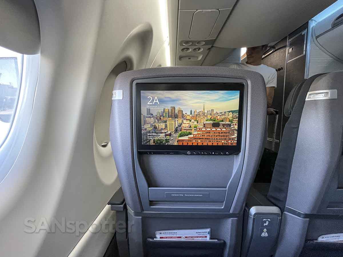 Air Canada a220-300 business class video screens