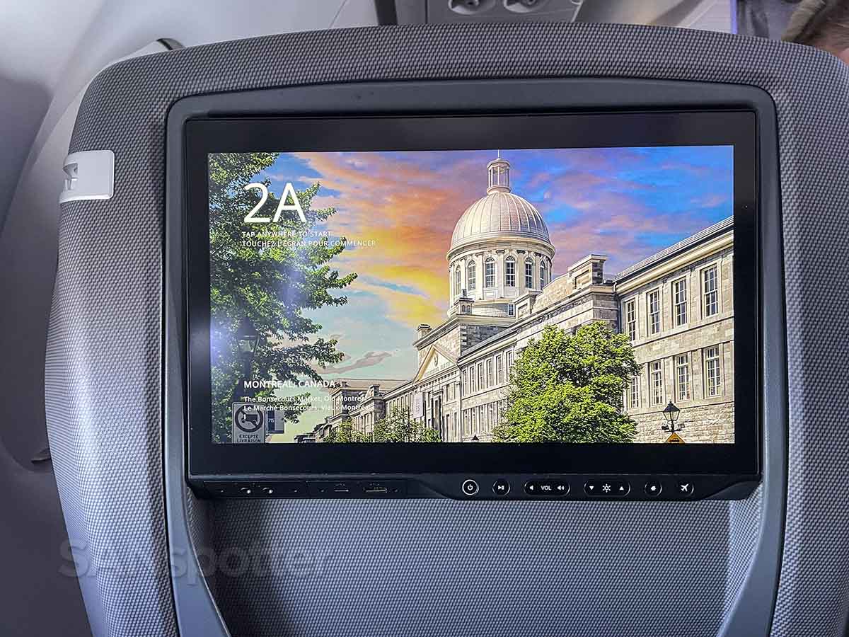 Air Canada A220-300 video entertainment home screen 