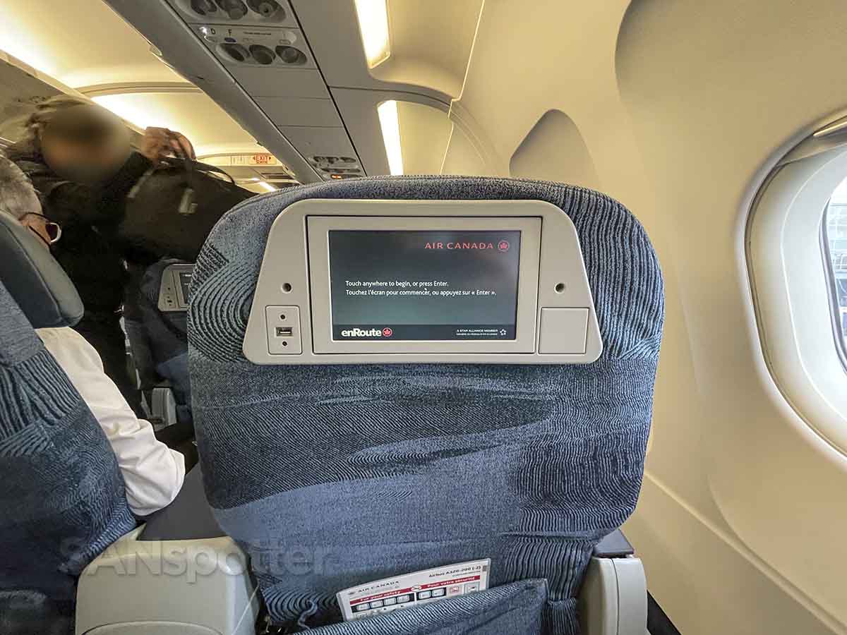 Air Canada A320 business class video screens