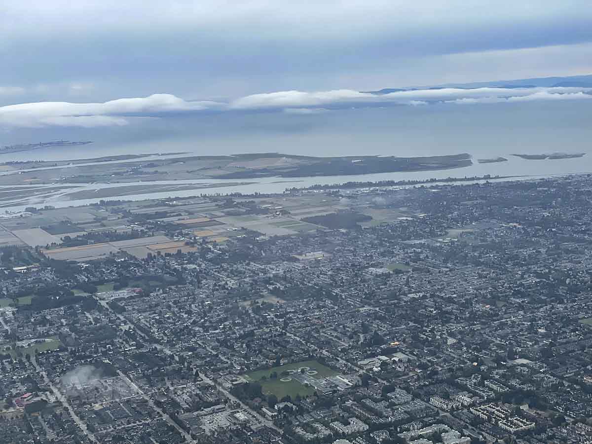 View of Vancouver after takeoff from YVR