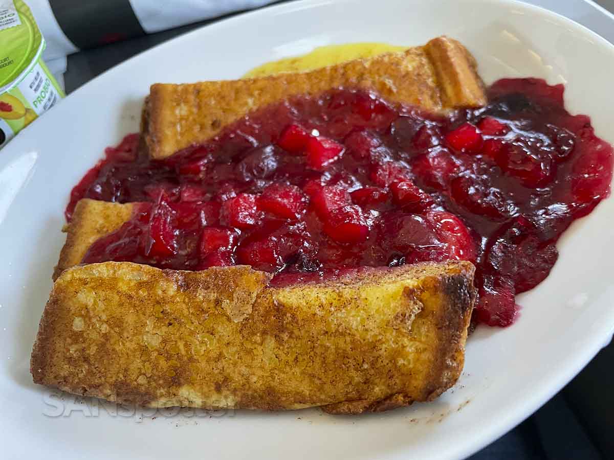 Air Canada domestic business class French toast 