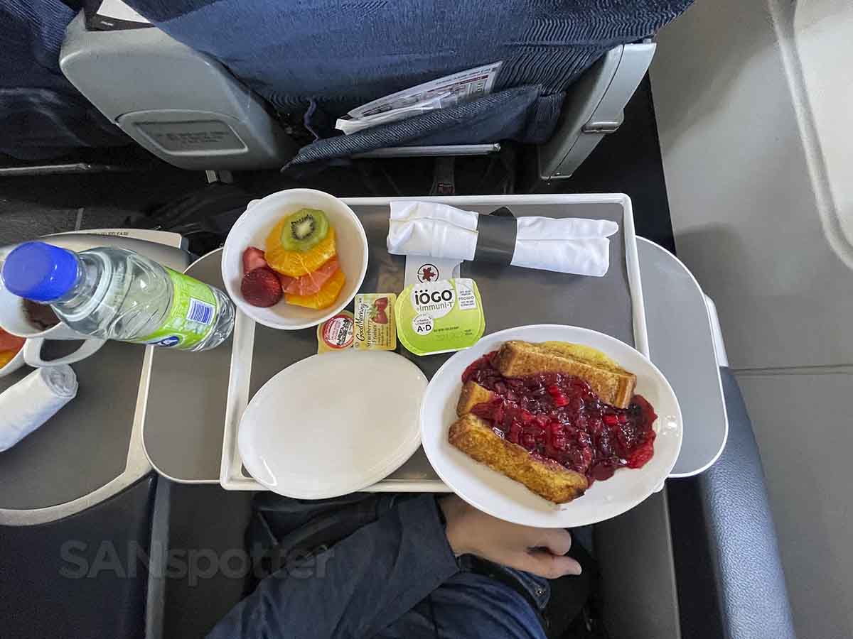 Air Canada domestic business class breakfast tray