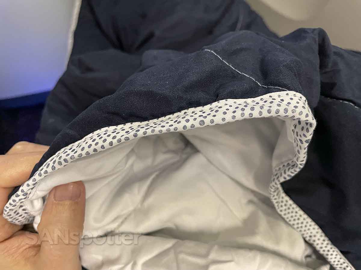KLM business class blanket quality 