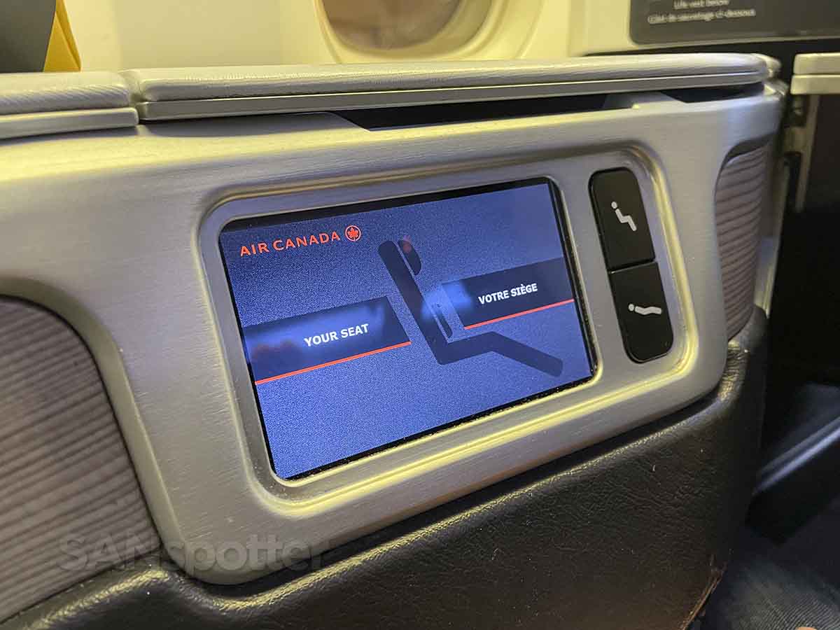 Air Canada 777-300 Business Class seat controls