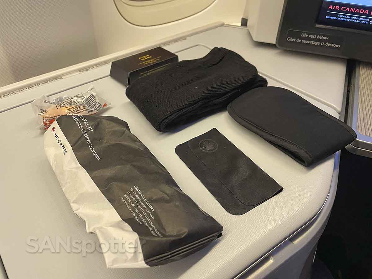 amenity kit contents Air Canada international business class