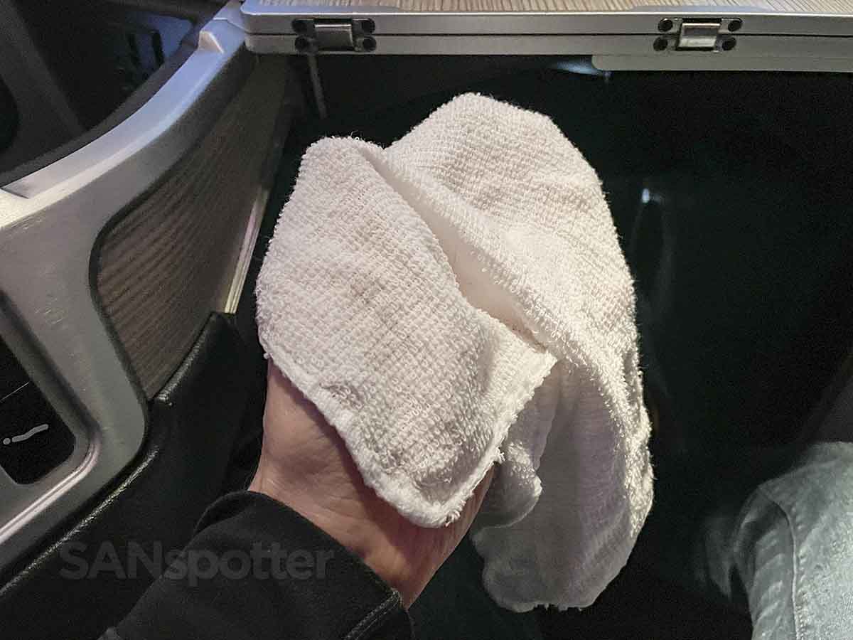 Air Canada business class hot towel
