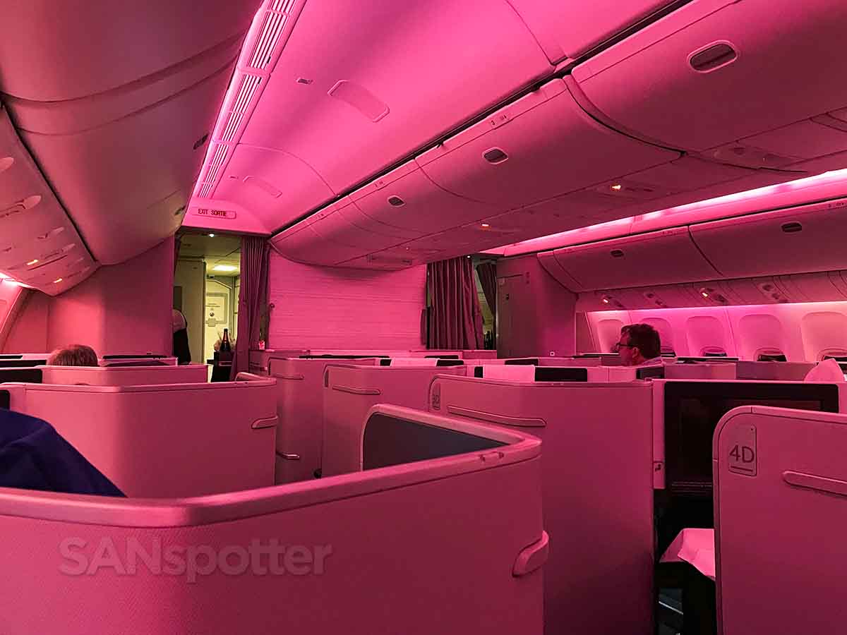 Air Canada 777-300 business class mood lighting 