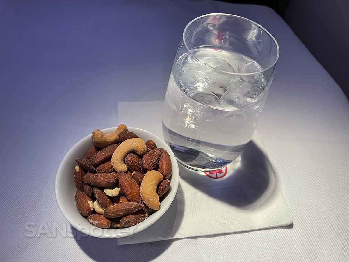 Air Canada international business class snack 