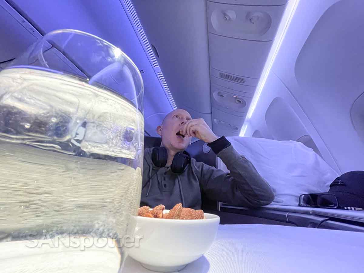 SANspotter eating snack Air Canada 777-300 business class
