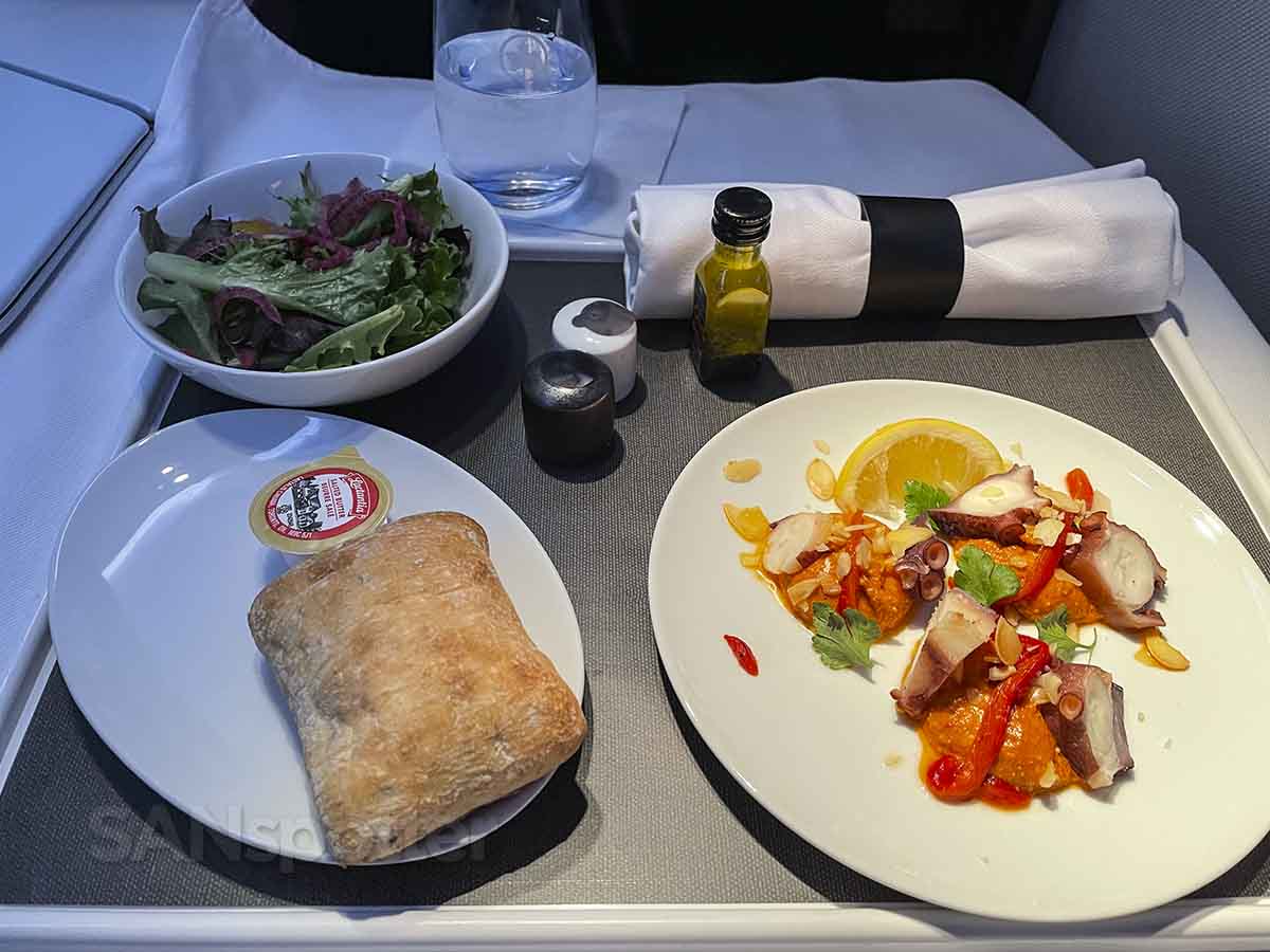 Air Canada international business class dinner appetizer 
