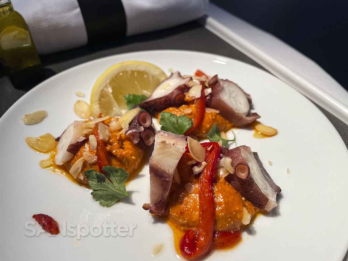 Air Canada international business class octopus appetizer 