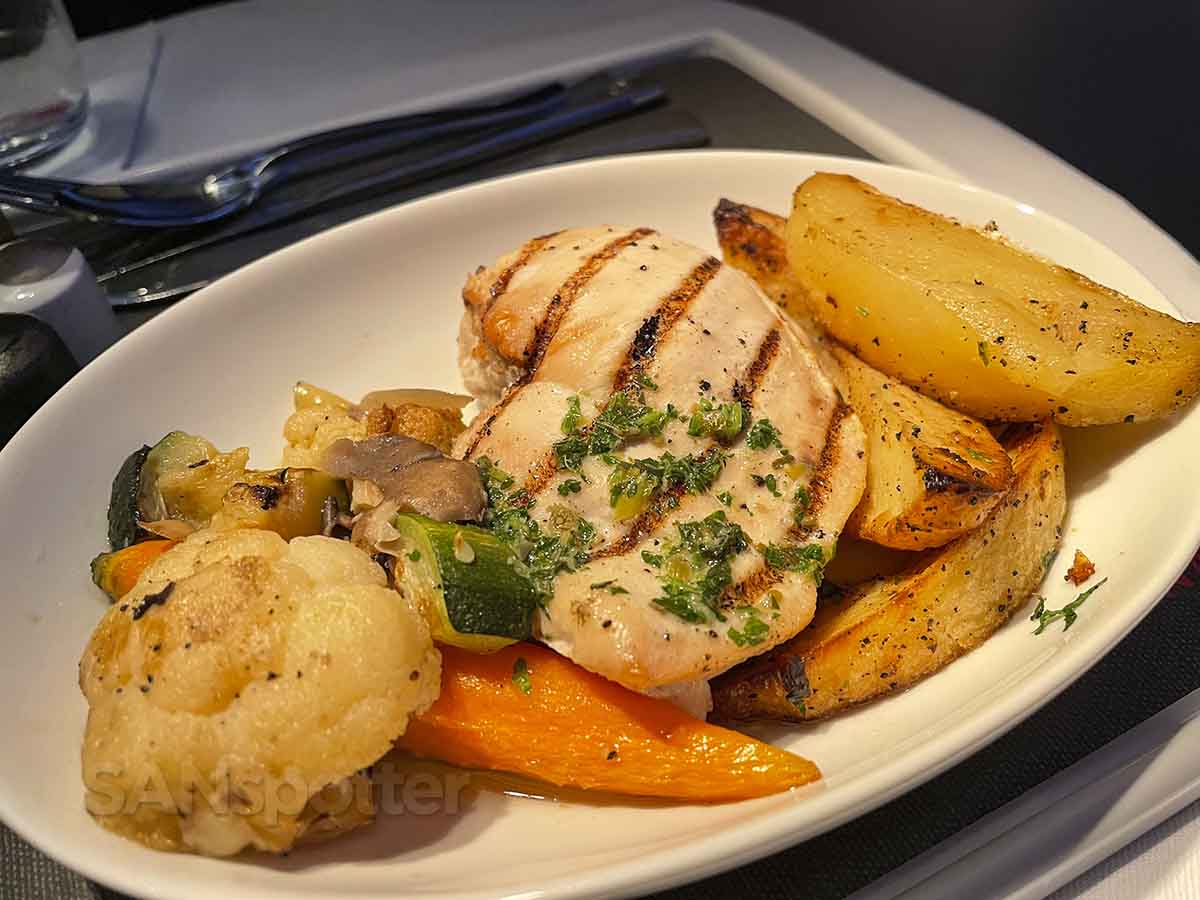 Air Canada international business class roasted chicken breast 