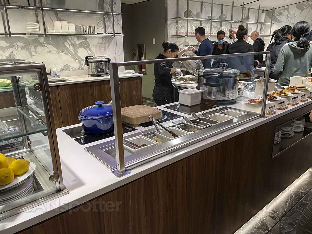 Air Canada Montreal business class lounge hot food bar