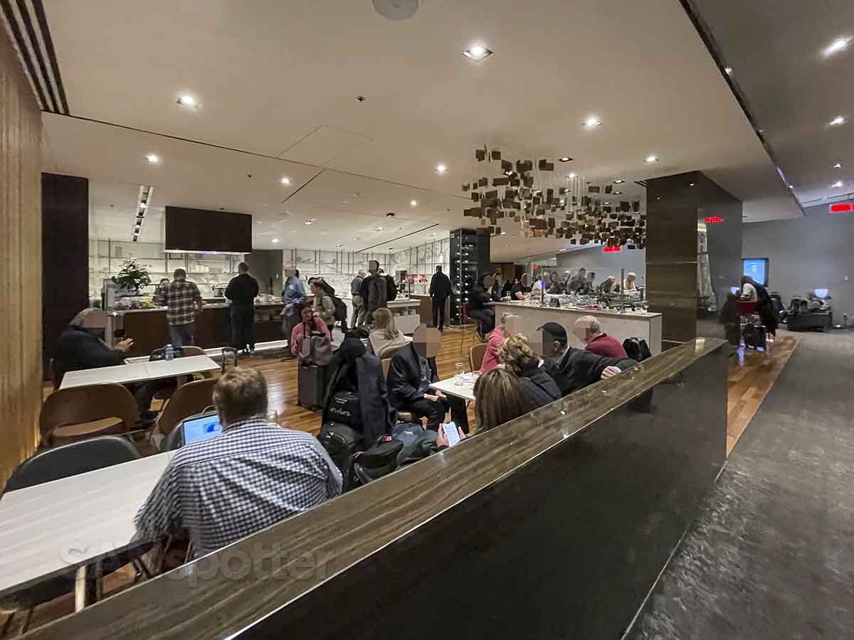 Air Canada Montreal business class lounge kitchen and bar area