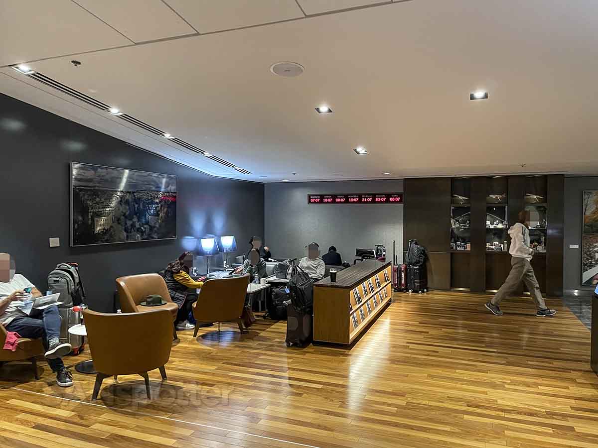 Air Canada Montreal maple leaf lounge seating