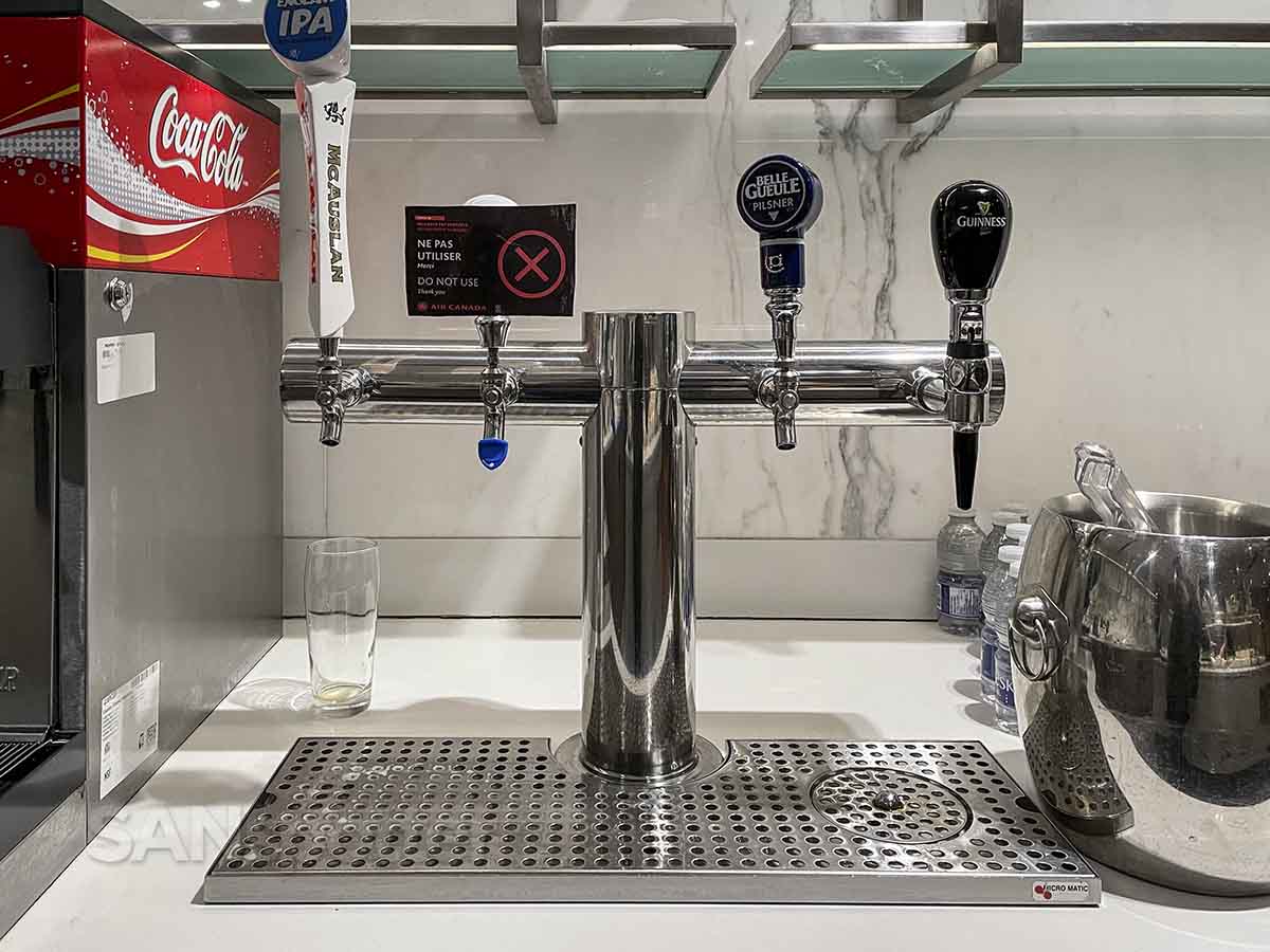 Air Canada Montreal maple leaf lounge beer tap