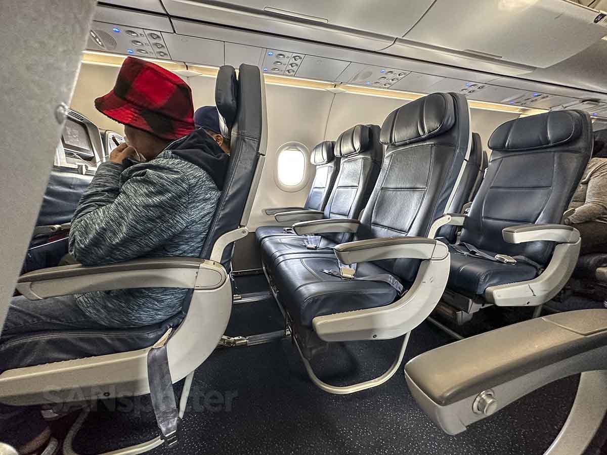 Delta A321 Economy seats row 21, 22, and 23