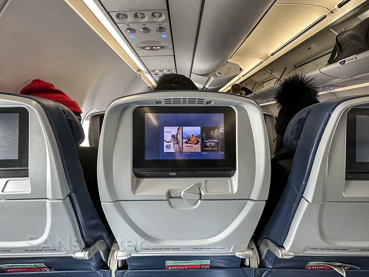 Delta A321 Economy video screens