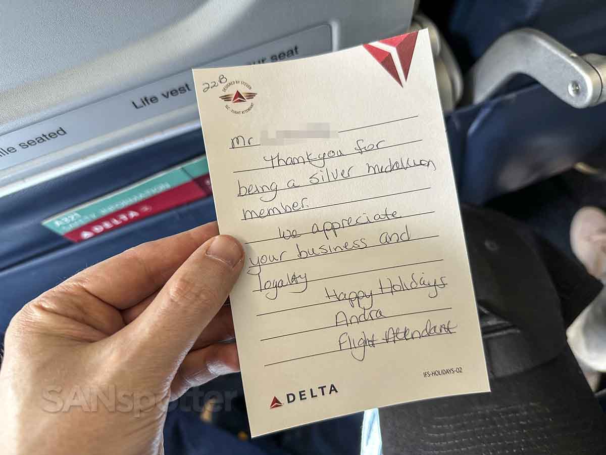 Delta Air Lines personalized welcome card