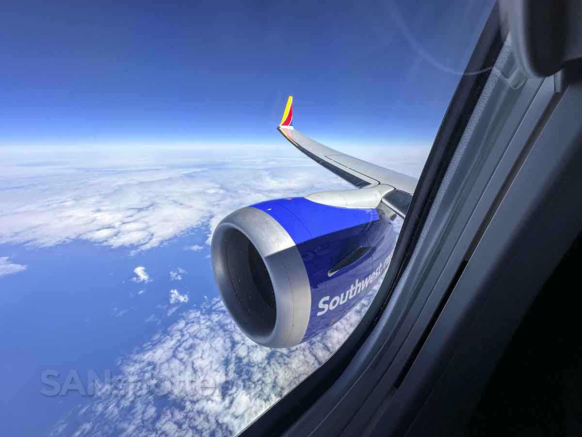 Southwest 737 max 8 flying over Pacific Ocean 