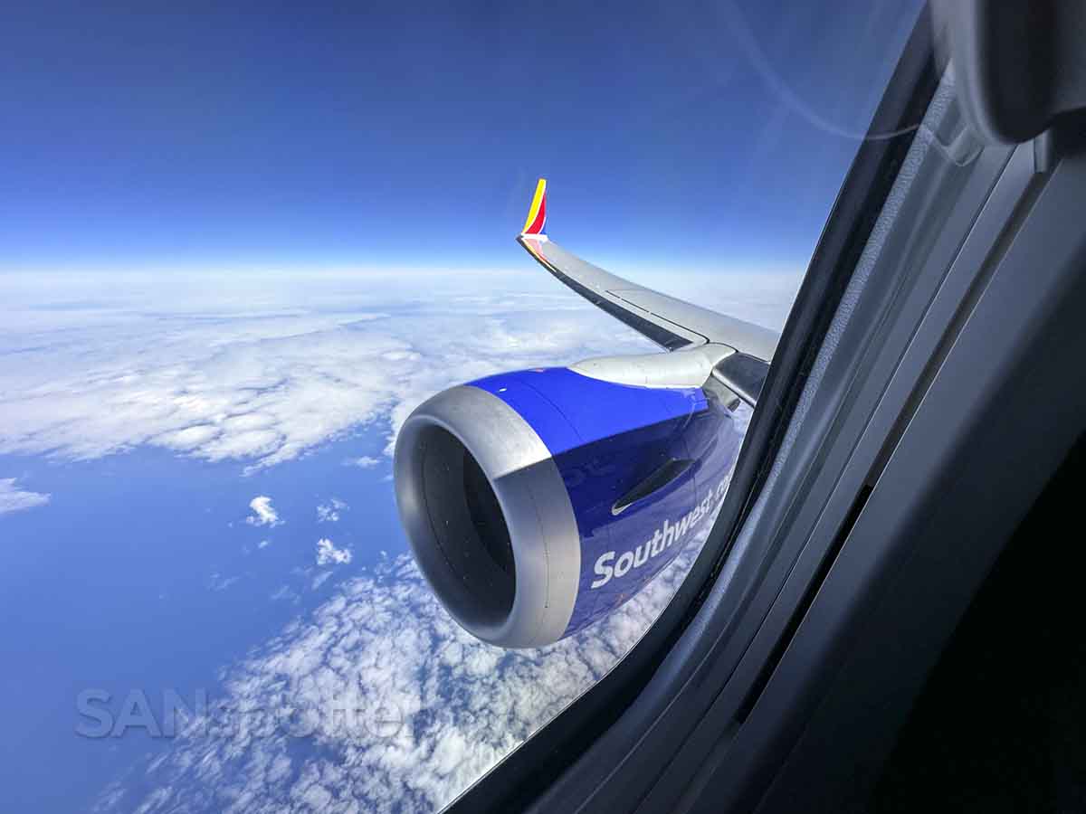 Southwest 737 max 8 flying over Pacific Ocean