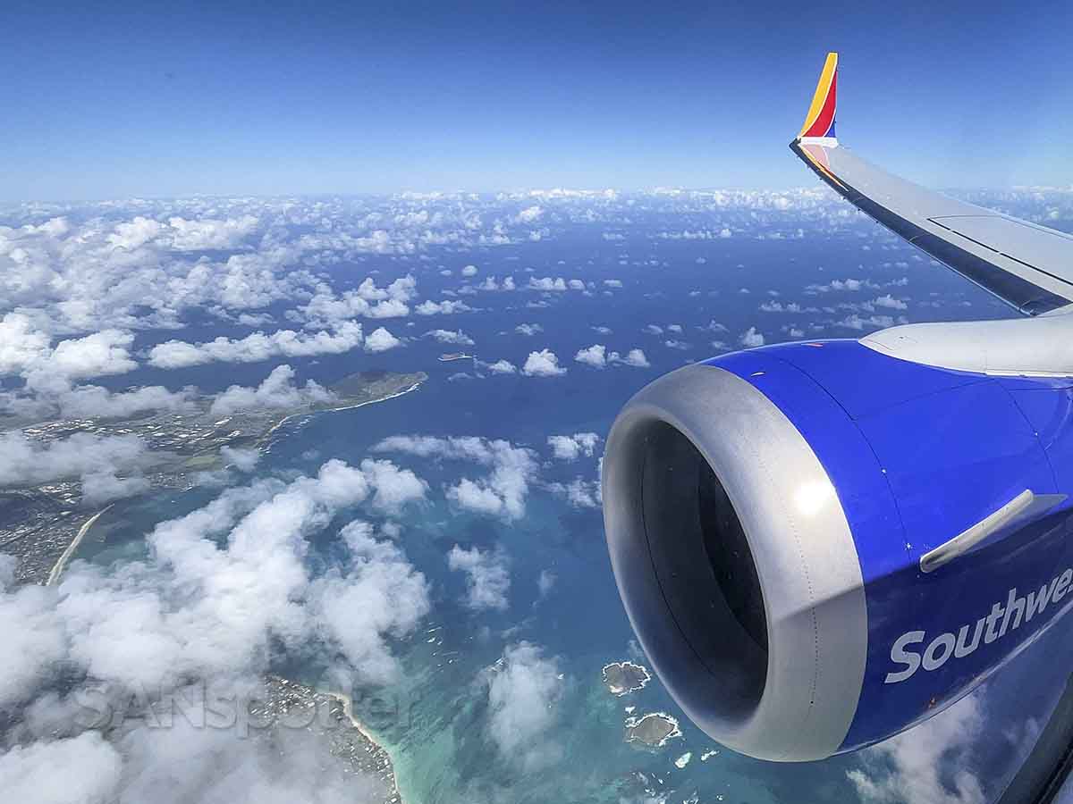 Southwest 737 max 8 flying over Oahu Hawaii 