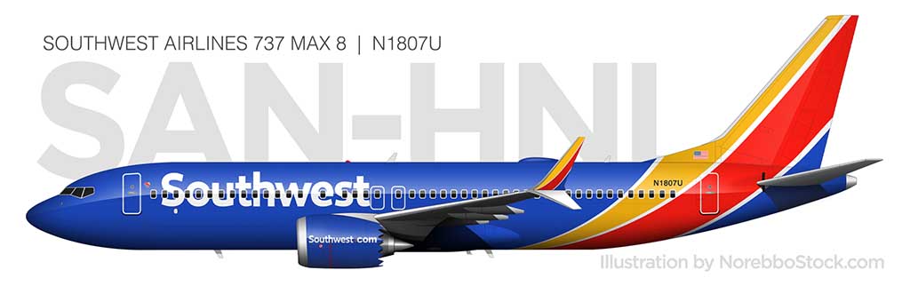 Southwest Airlines 737 MAX 8 (N1807U) side view