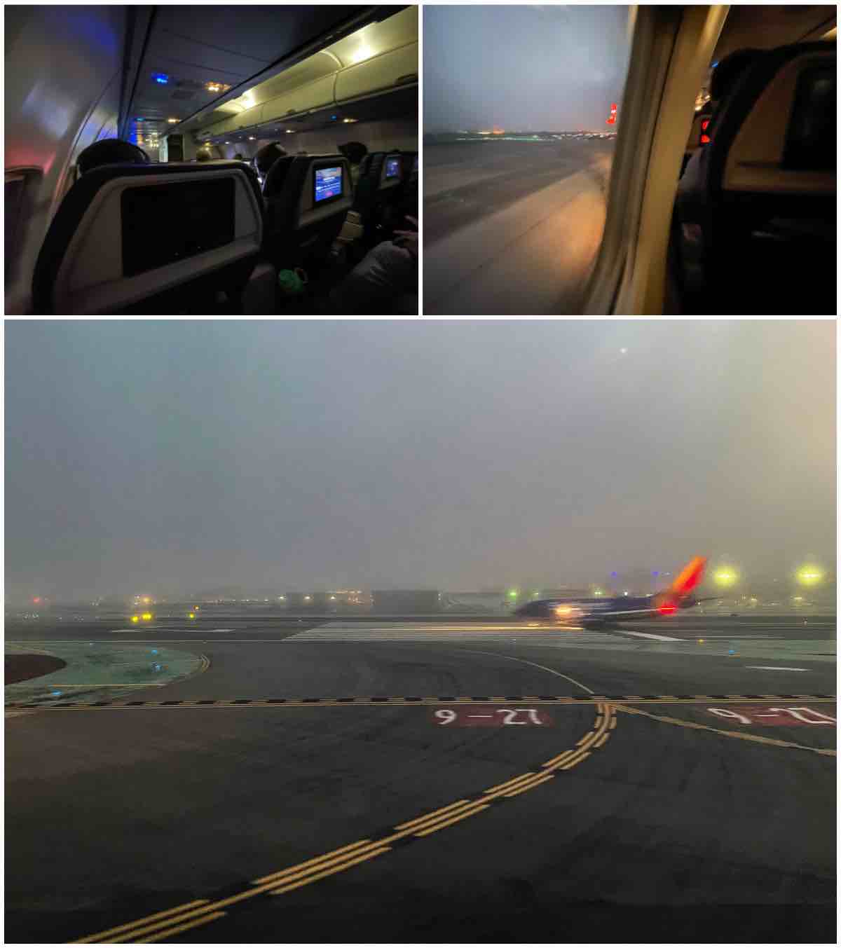 Foggy San Diego airport departure 