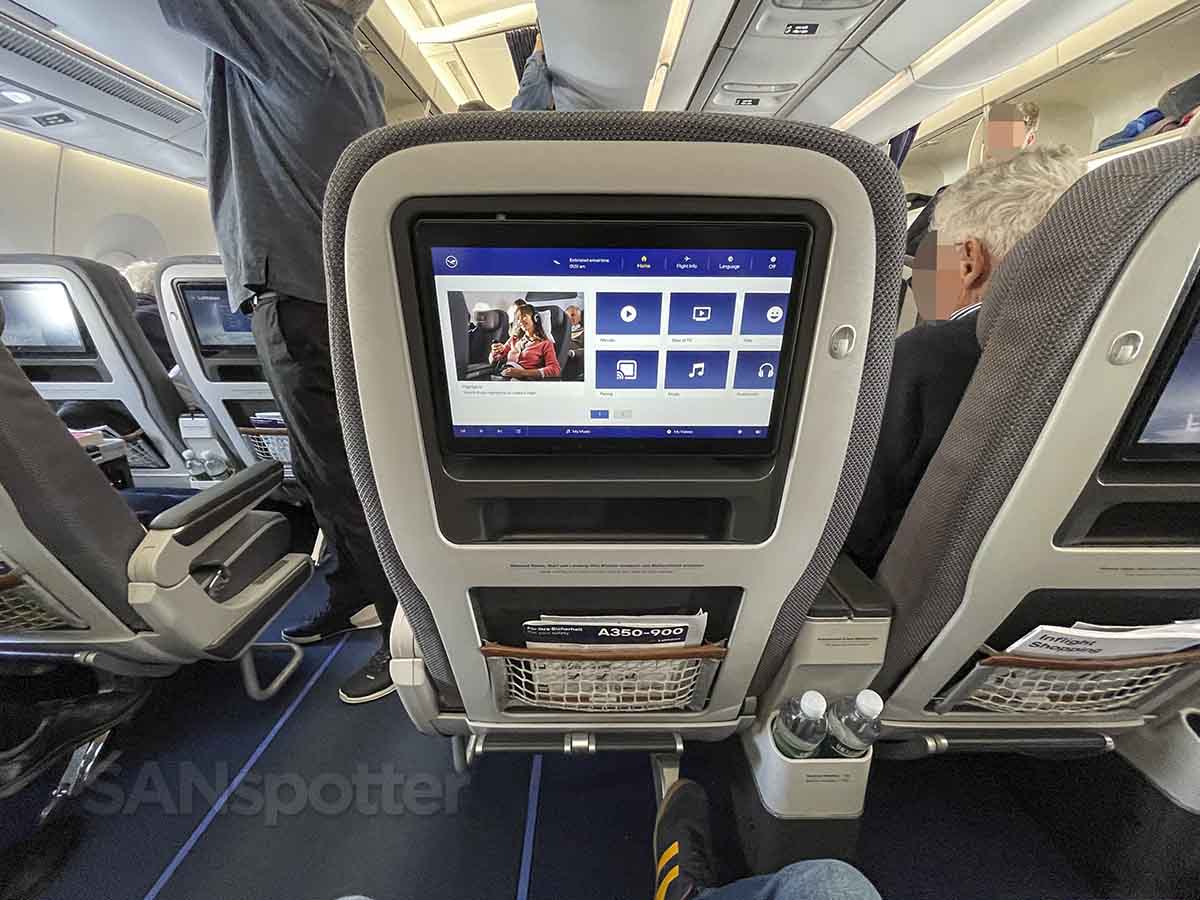 Premium economy video screen and seat back Lufthansa a350-900