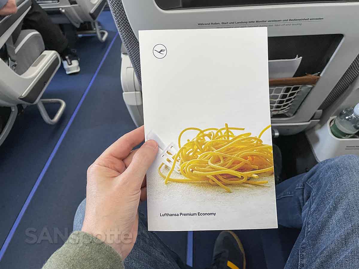 Lufthansa long haul premium economy menu cover 