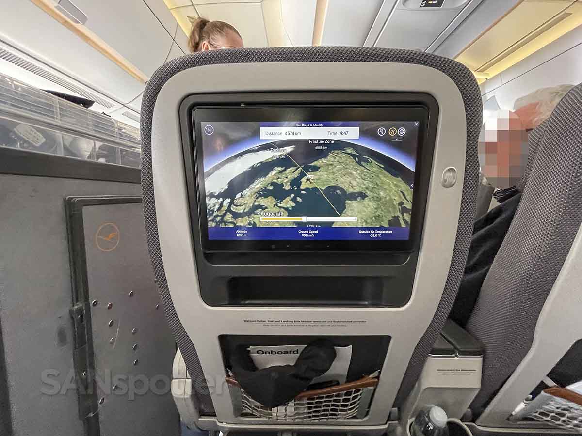 Lufthansa a350-900 premium economy video screen and in flight entertainment 