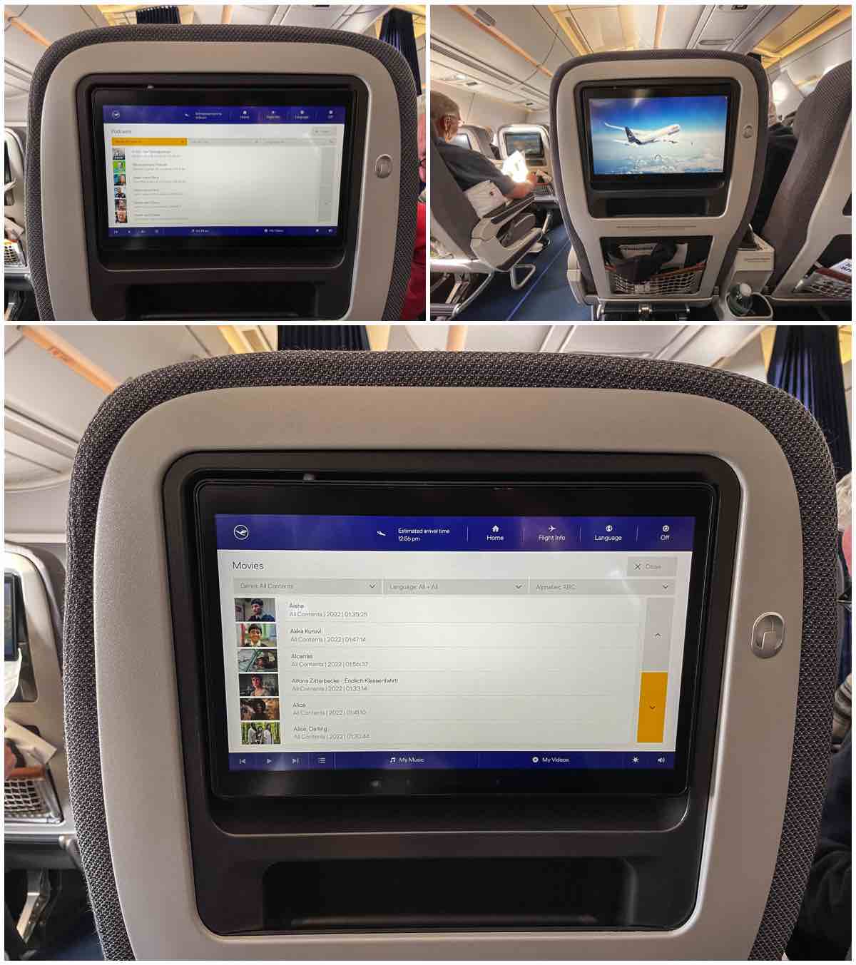 Lufthansa a350-900 premium economy video entertainment content library 