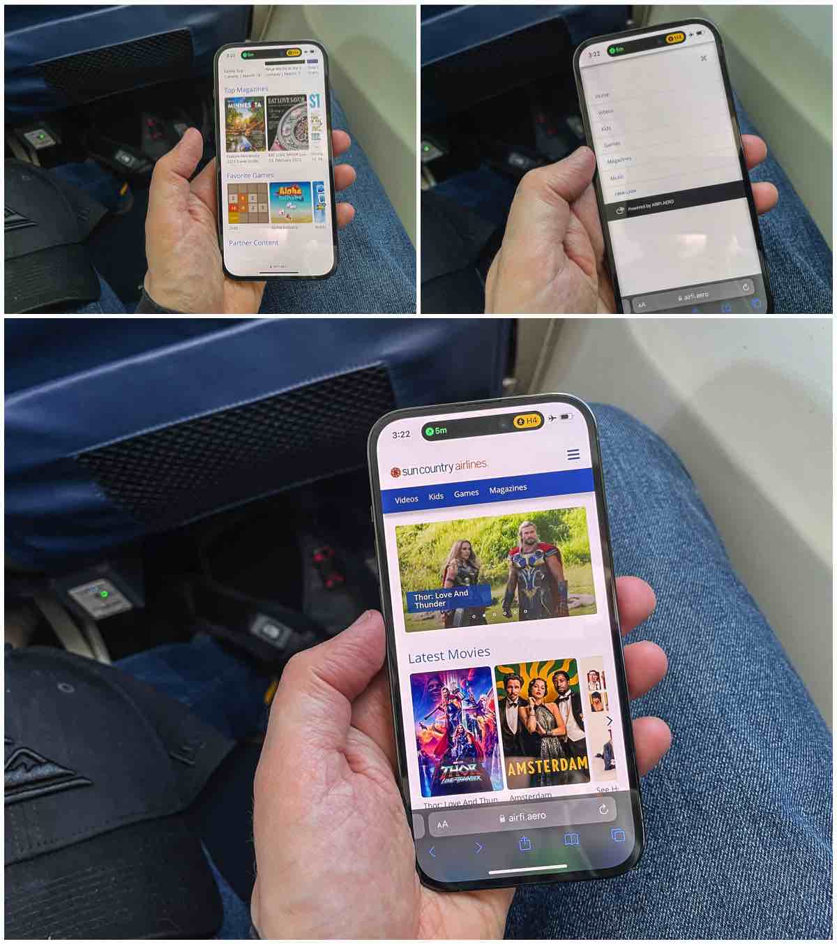 Sun country airlines in-flight streaming entertainment service 