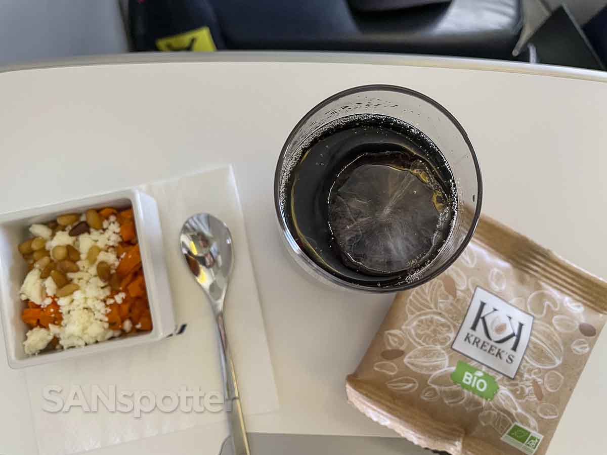 Air France long haul business class appetizer and pre meal snack