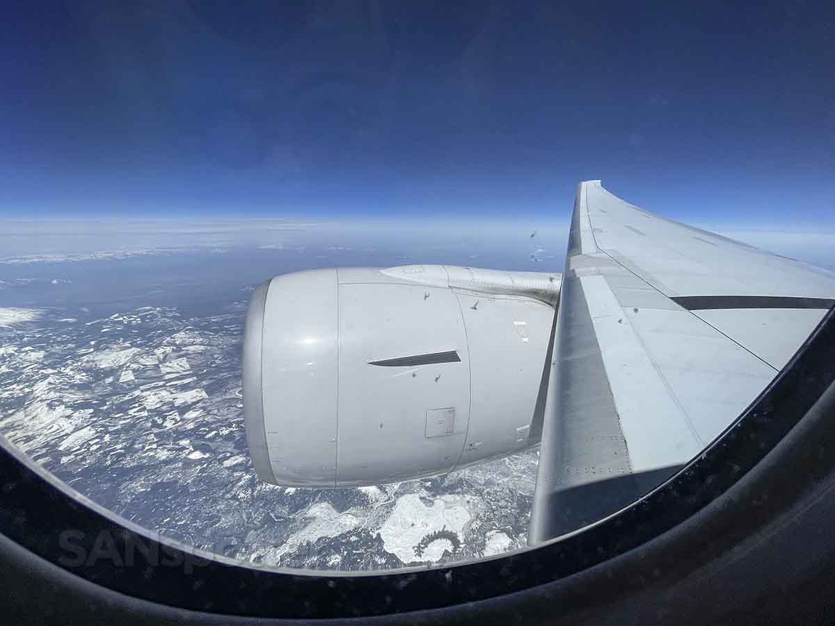 Air France 777-300ER engine and wing view