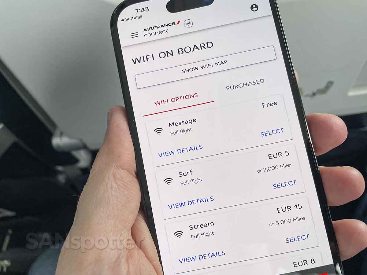 Air France in flight wifi prices 