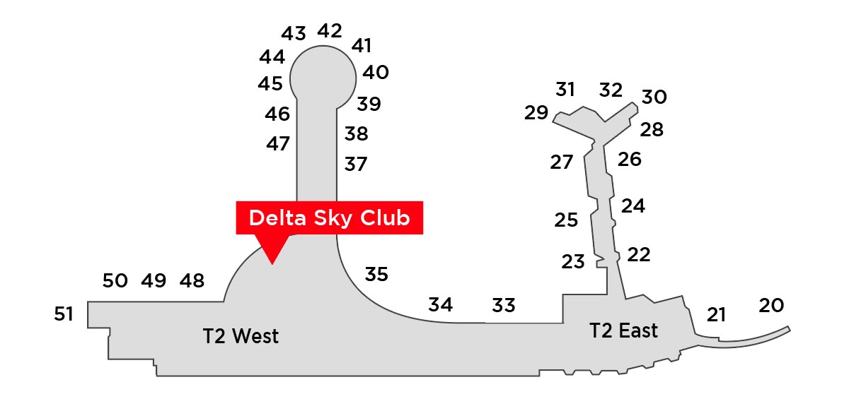 Delta Sky Club location Terminal 2 West SAN