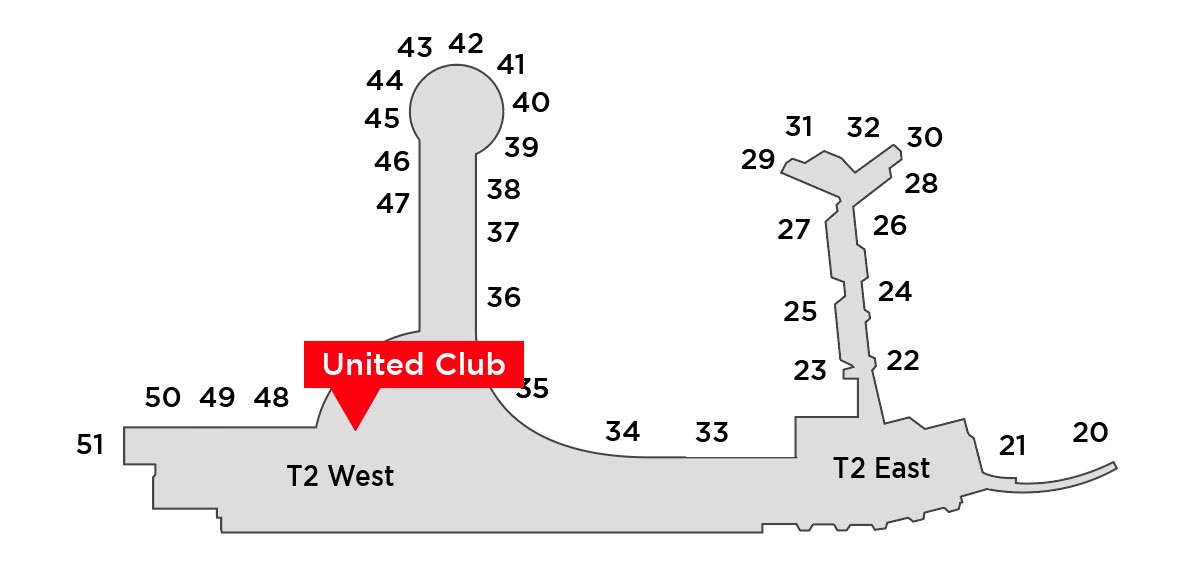United Club location Terminal 2 West SAN