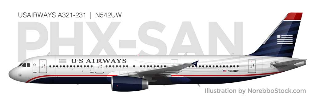 USAirways A321 (N542UW) side view