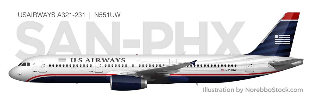 USAirways A321 (N551UW) side view