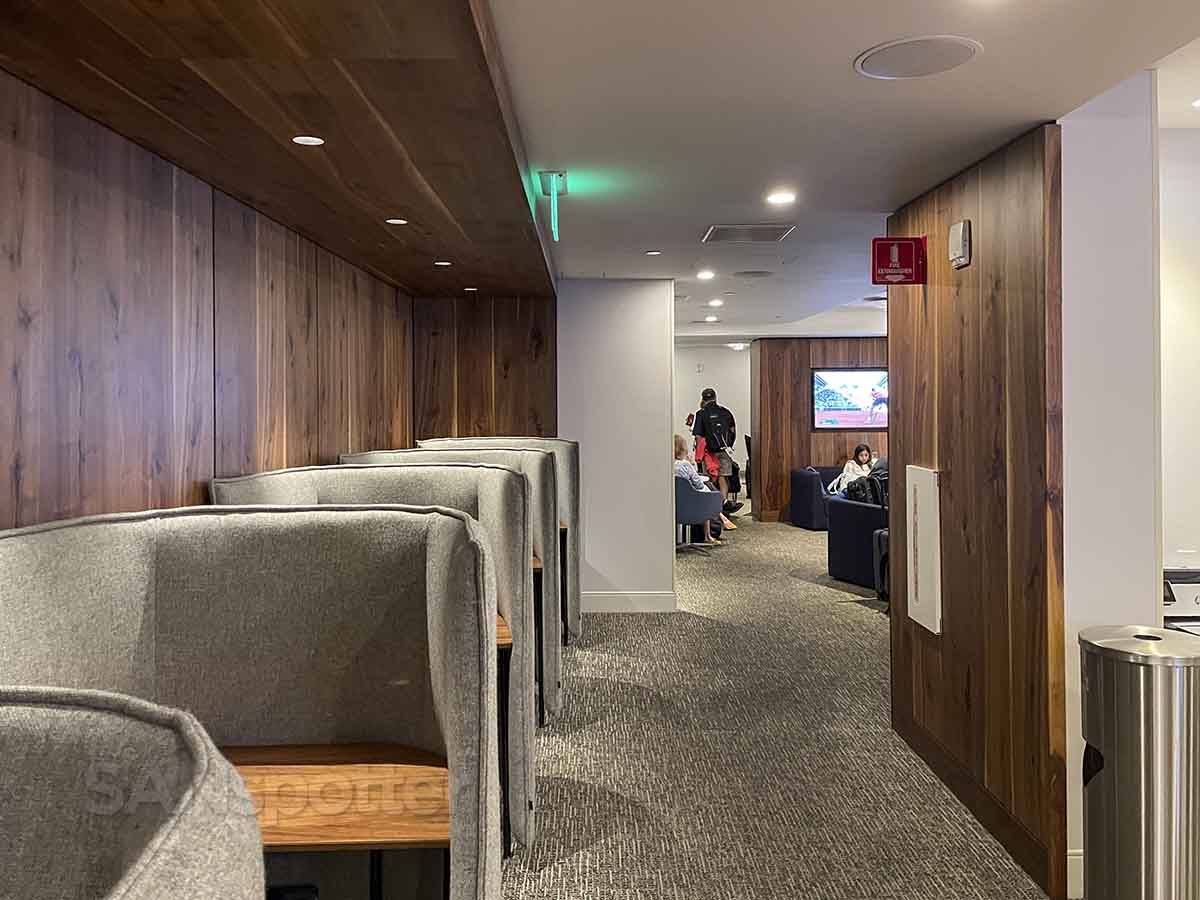 LAX Amex centurion lounge private cube style seats 