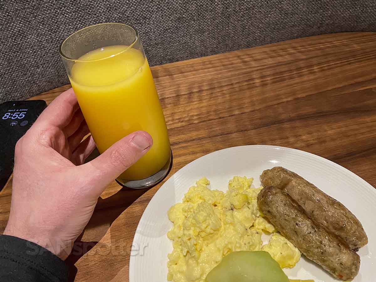 Amex Centurion Lounge LAX scrambled eggs and sausage 