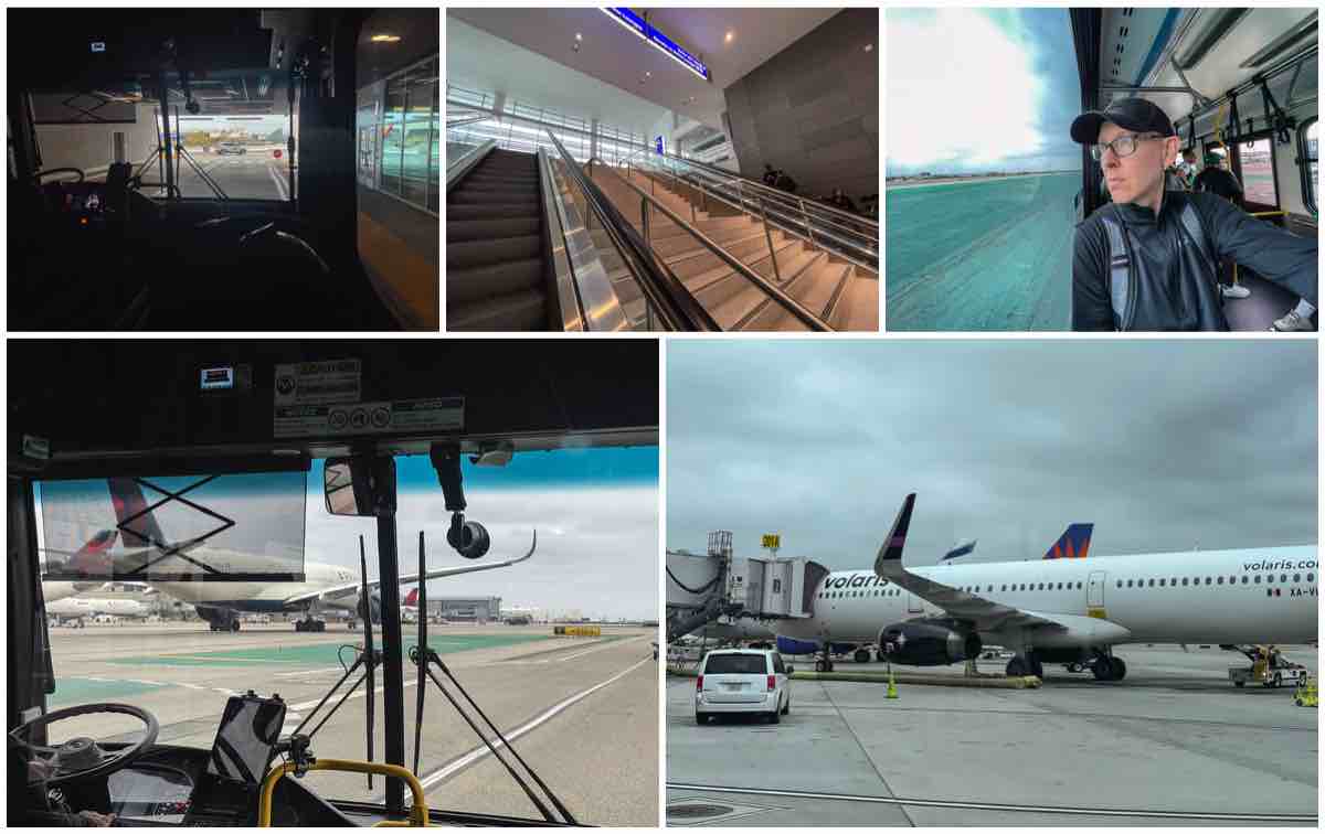 LAX airside transfer bus terminal 1 to terminal b SANspotter selfie 