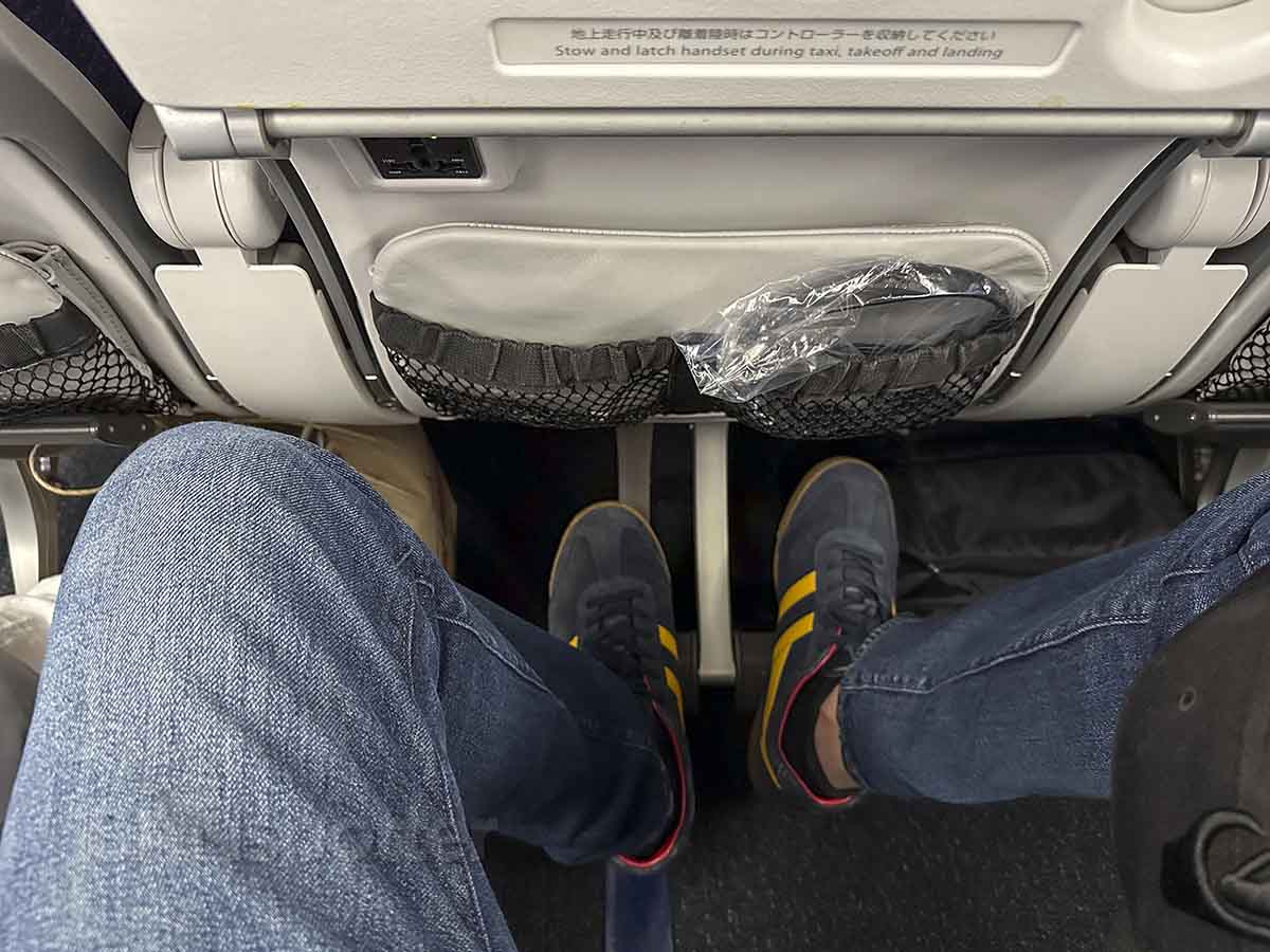 ANA 777-300ER economy class retractable foot rests