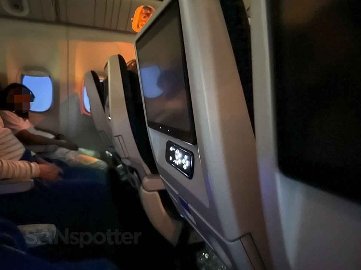 Passengers asleep in ANA 777-300ER economy class