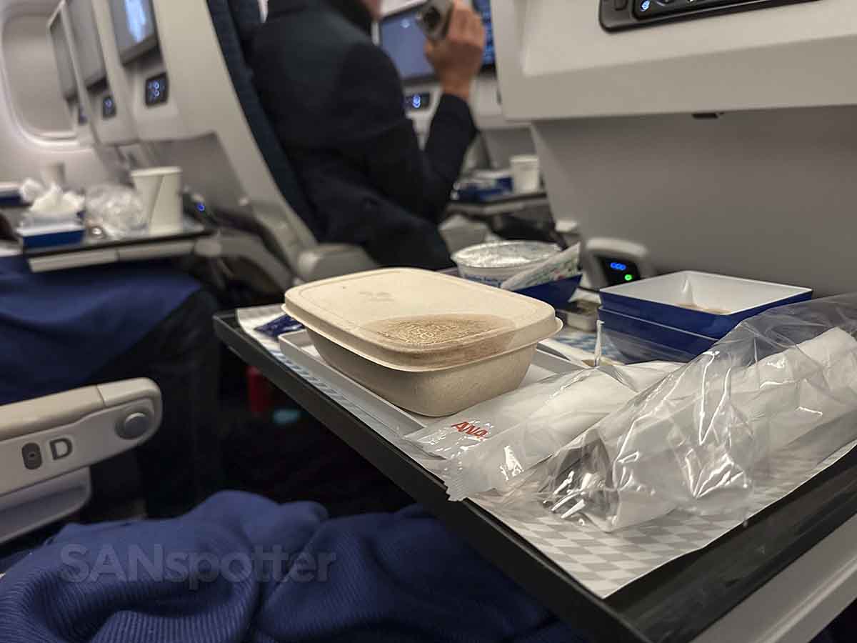 ANA 777-300 economy class meal service 