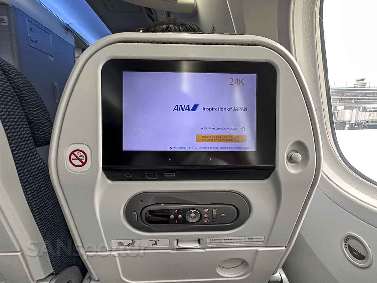 ANA 787-8 economy seat back video screen