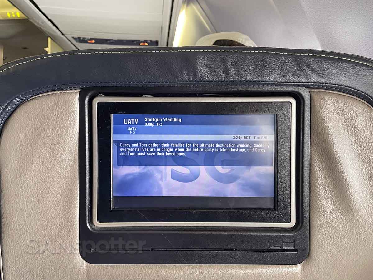 DirectTV movies United 737-700 first class 
